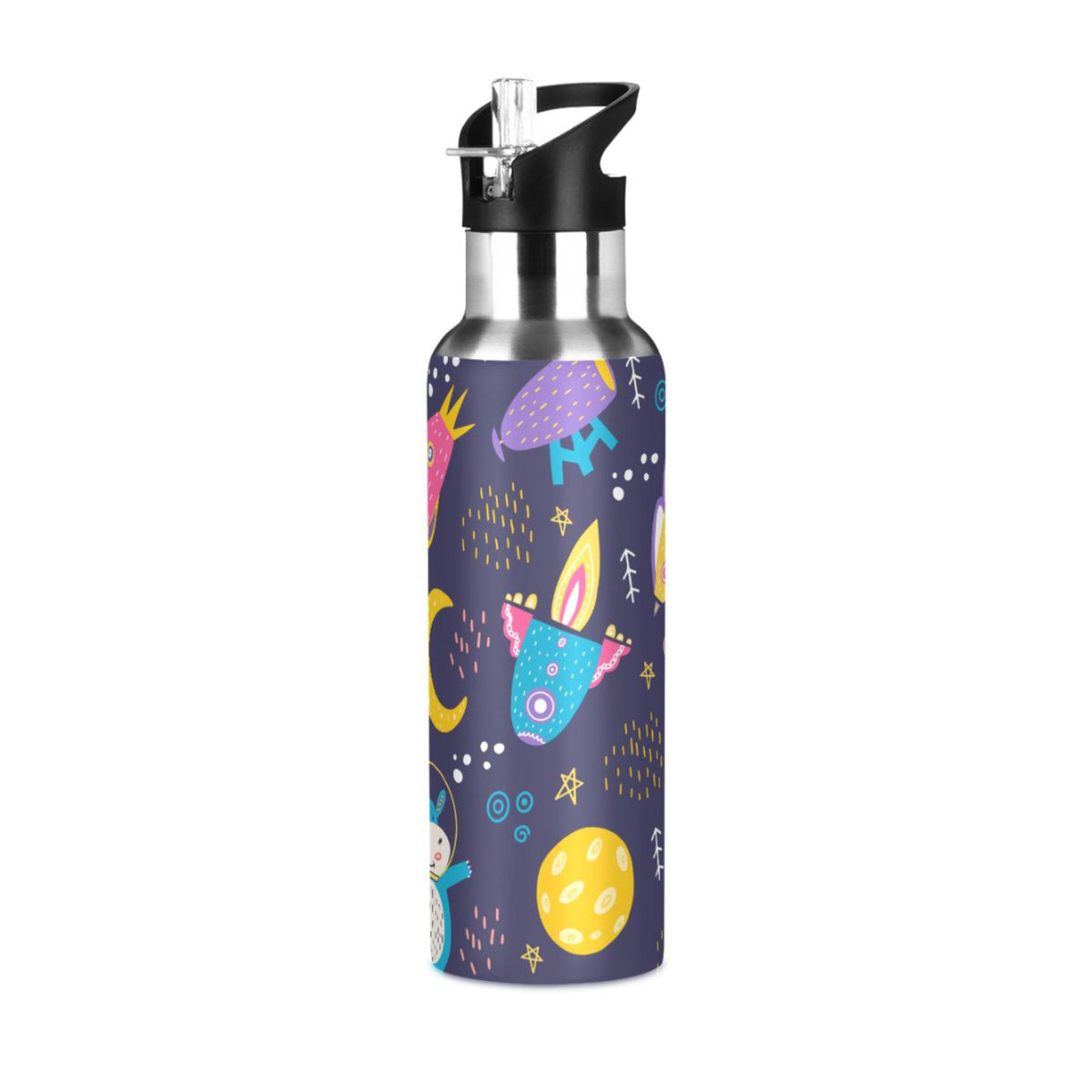 Stainless Steel Insulated Thermos Vacuum Flask Water Bottle with Straw Lid G506231
