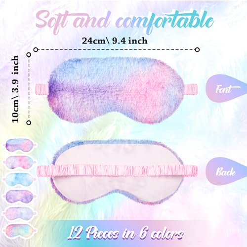 12 Pcs Plush Sleeping Eye Masks U97256