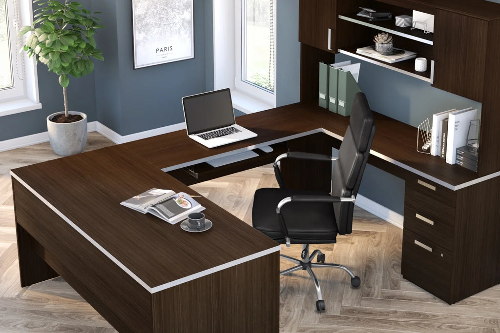 U-Shaped Desk with Pedestal and Hutch M9067
