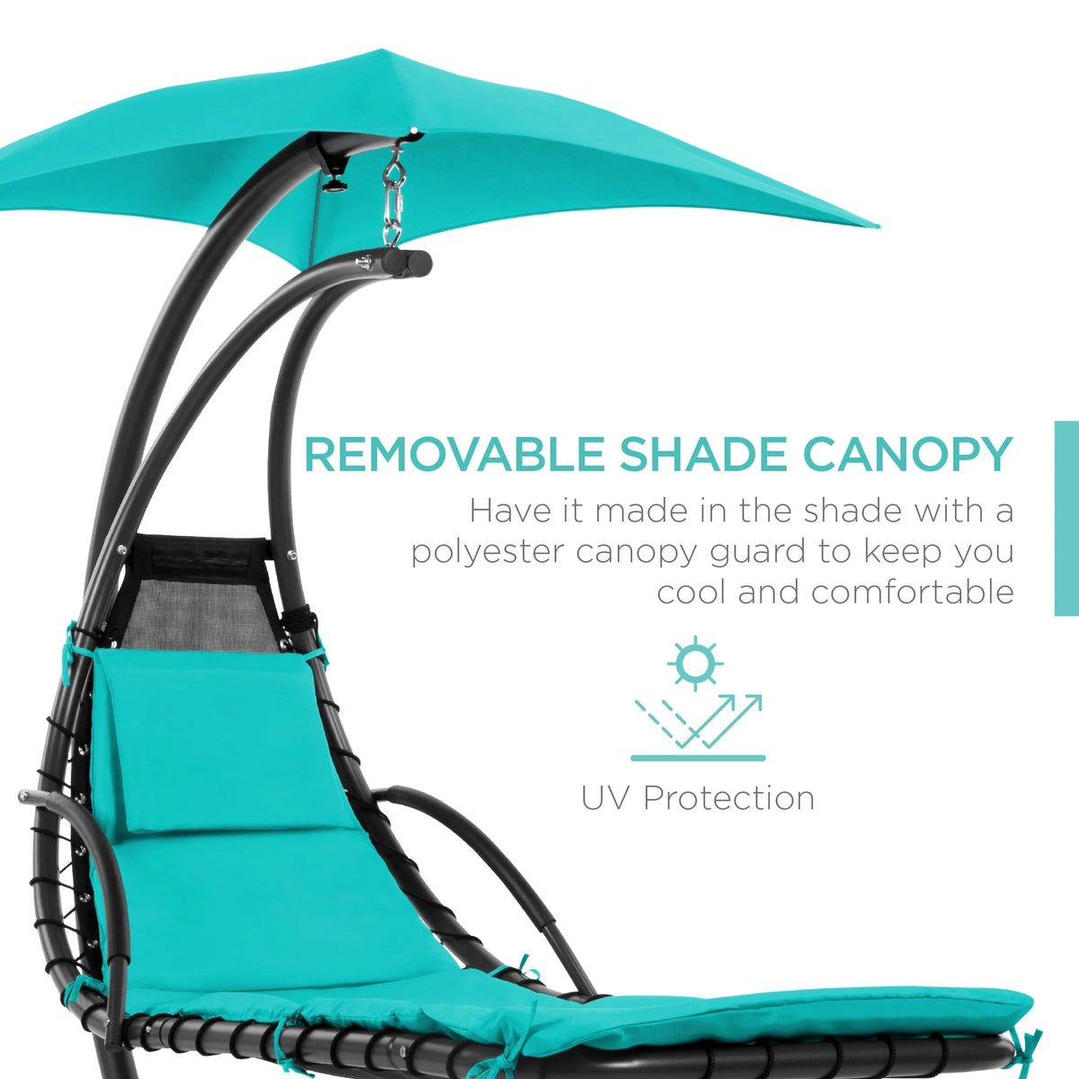Hanging Curved Chaise Lounge Chair Swing with Pillow, Shade, Stand N79337