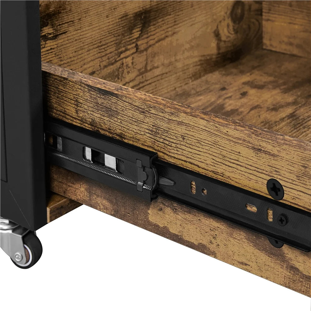 Rustic Brown Rolling Lateral File Cabinet S108701