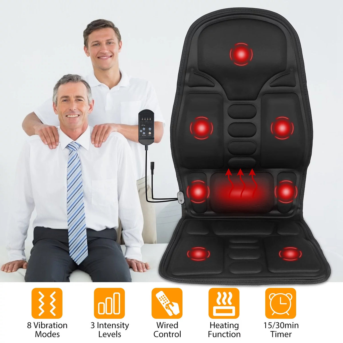 Black Heated Vibration Massage Seat Cushion L710691