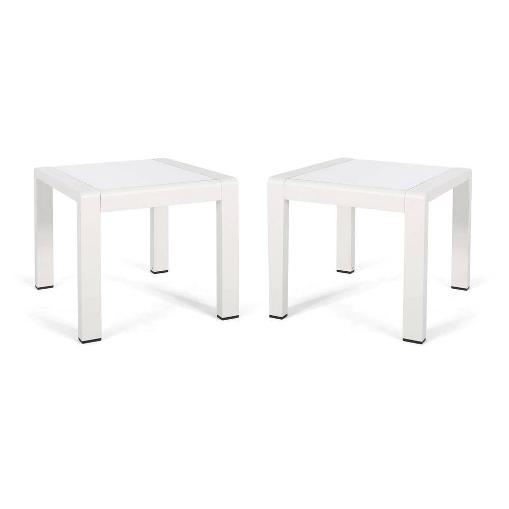 Matte White Outdoor Aluminum Side Table (Set of 2) R13546