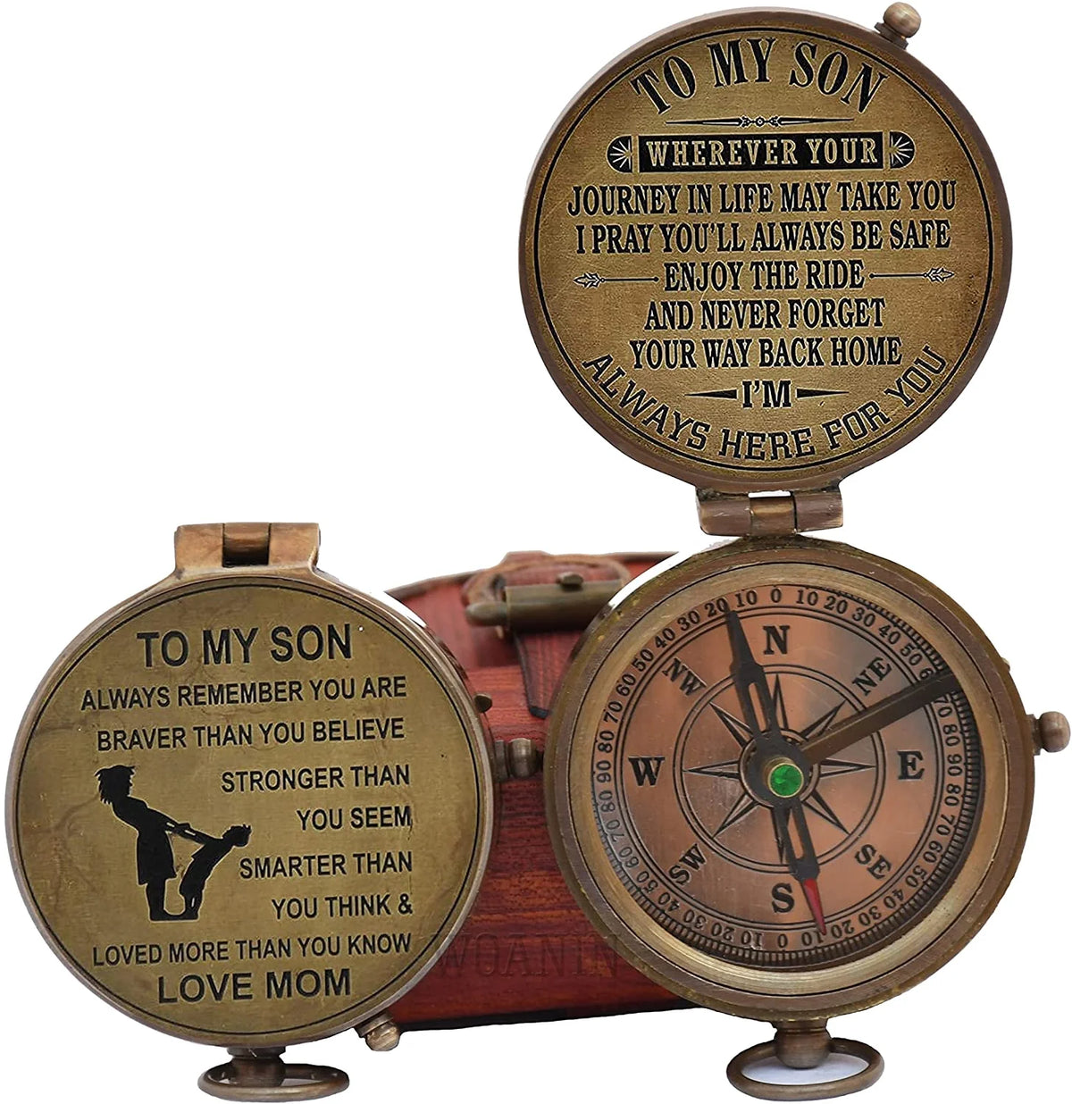 Antique Brass Compass with Case P891683
