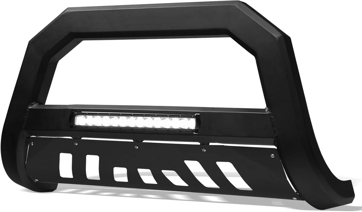 Matte Black Aluminum LED Light Bar Front Bumper Guard With Skid Plate O655768