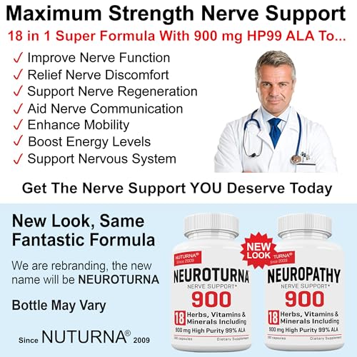 900 mg Alpha Lipoic Acid Nerve Supplement, 180 Capsules D662