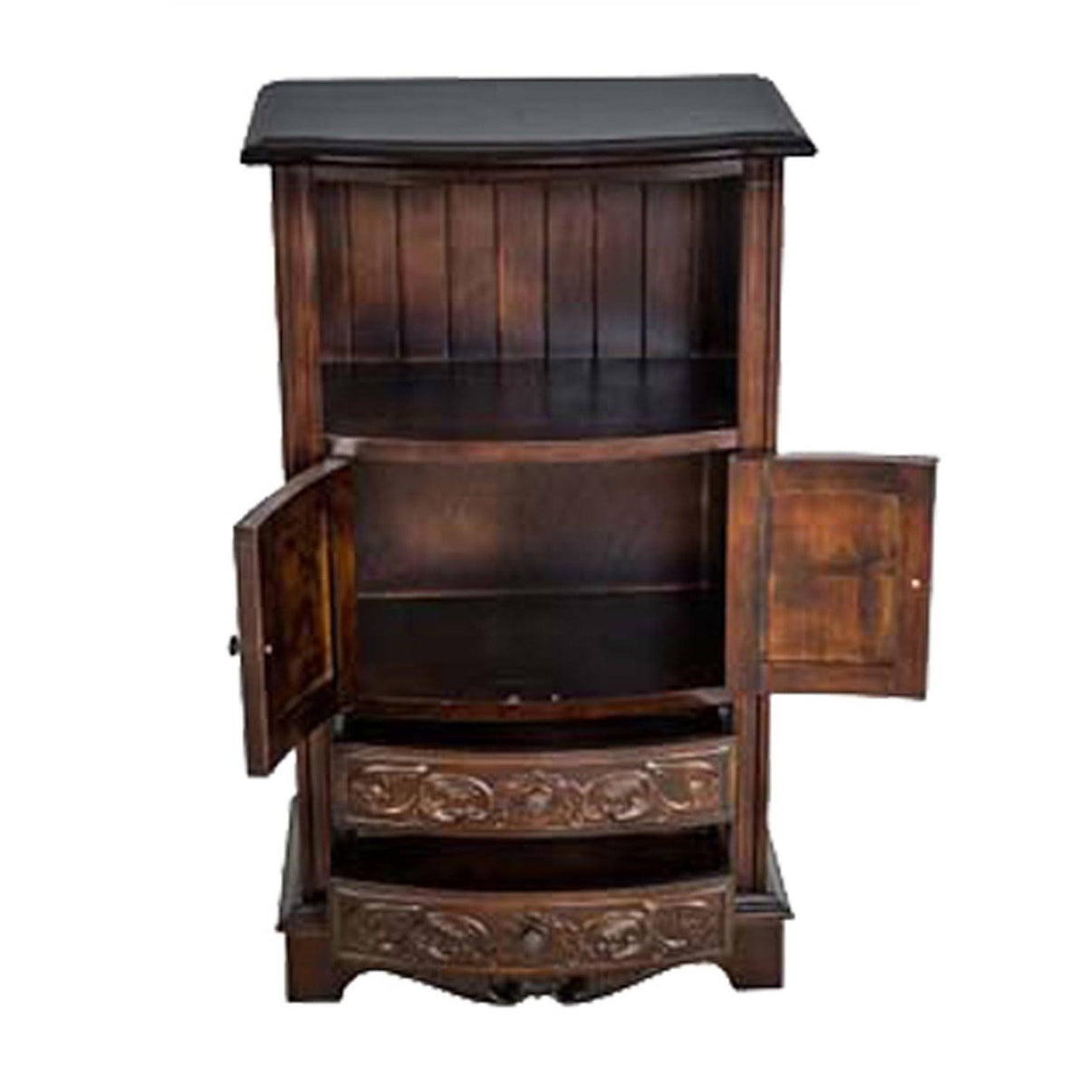 Brown Wooden Storage Cabinet with 2 Drawers and 2 Doors I419
