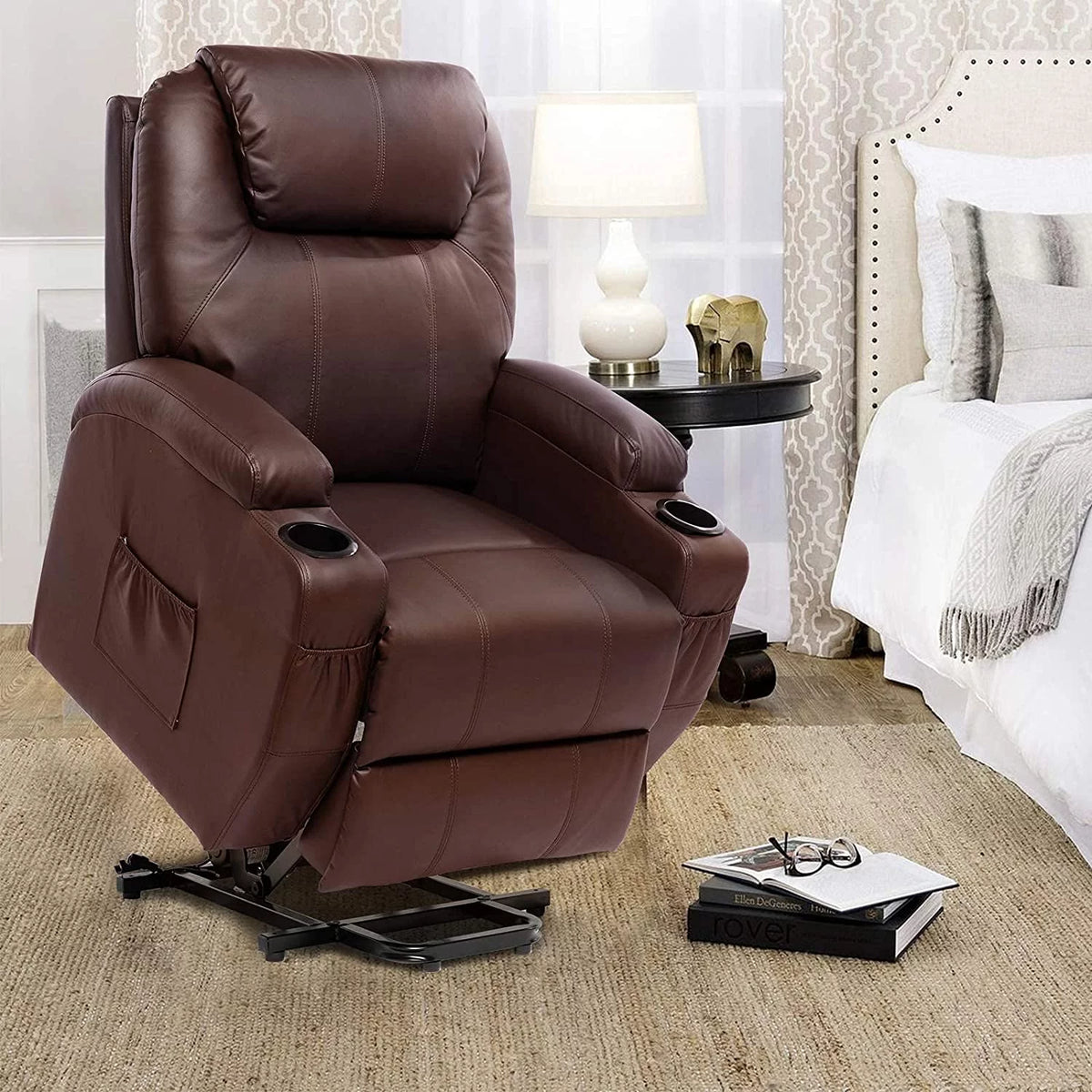 PU Leather Heated Power Lift Massage Recliner Chair A663