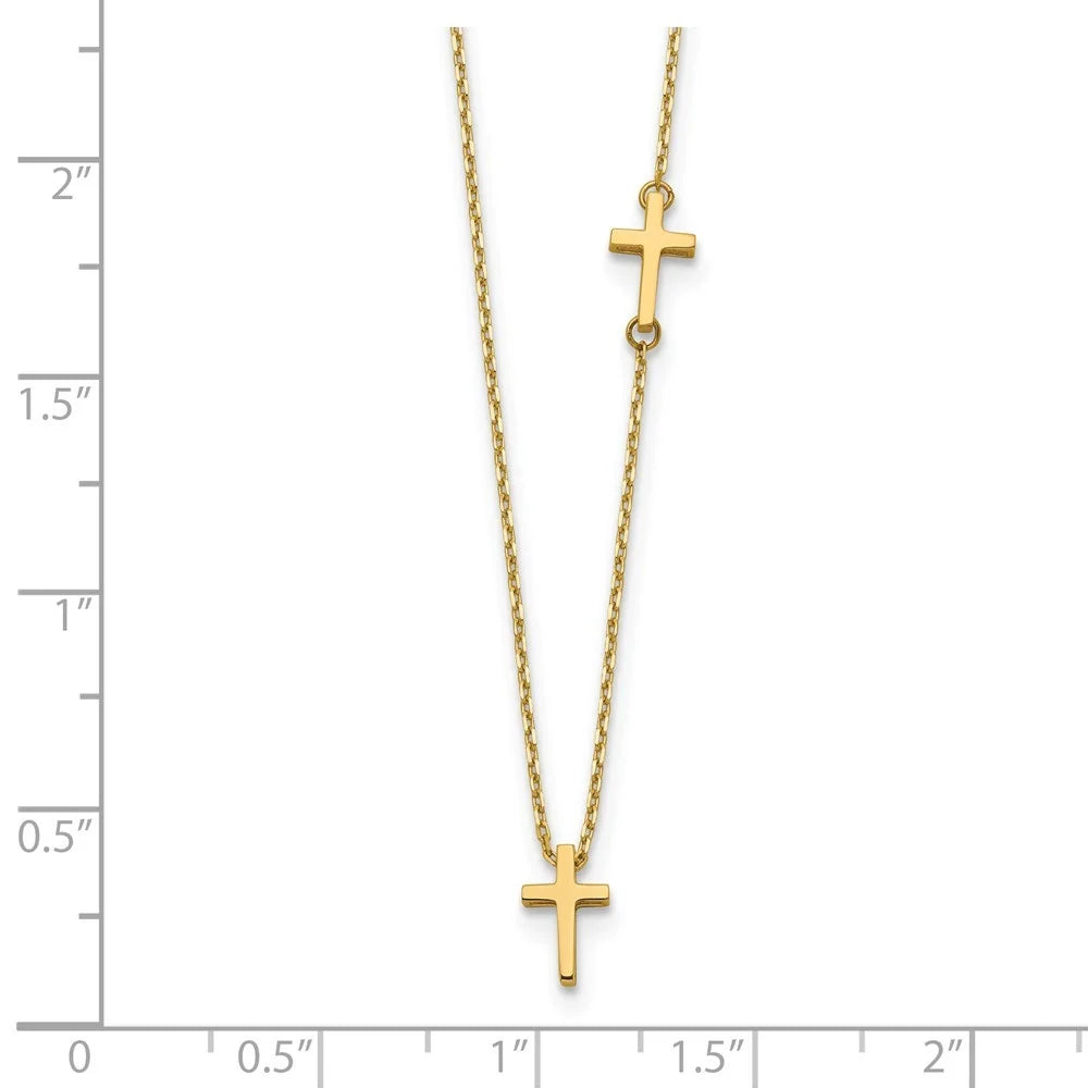 14k Gold Cross Pendant Necklace 18 Inch 5mm Wide V191710