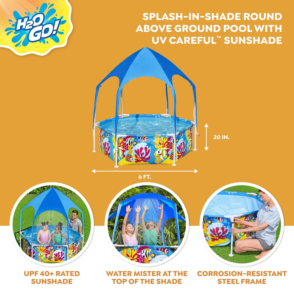 6' x 20 Above Ground Round Swimming Pool with Canopy O6780