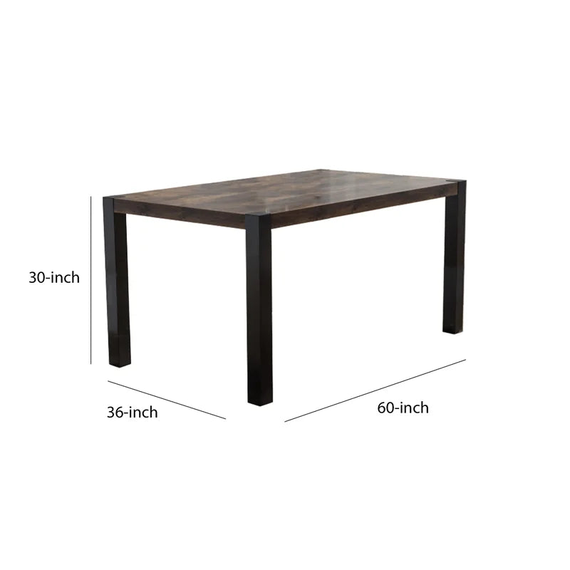 60 Inch Two Tone Dining Table with Block Legs N3638