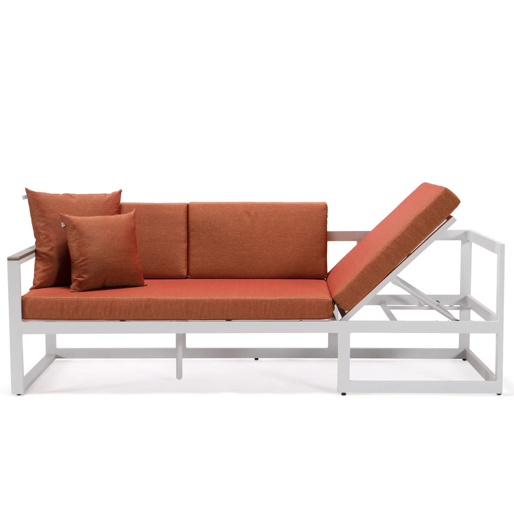 White Sectional With Adjustable Headrest & Coffee Table With Cushions C87614
