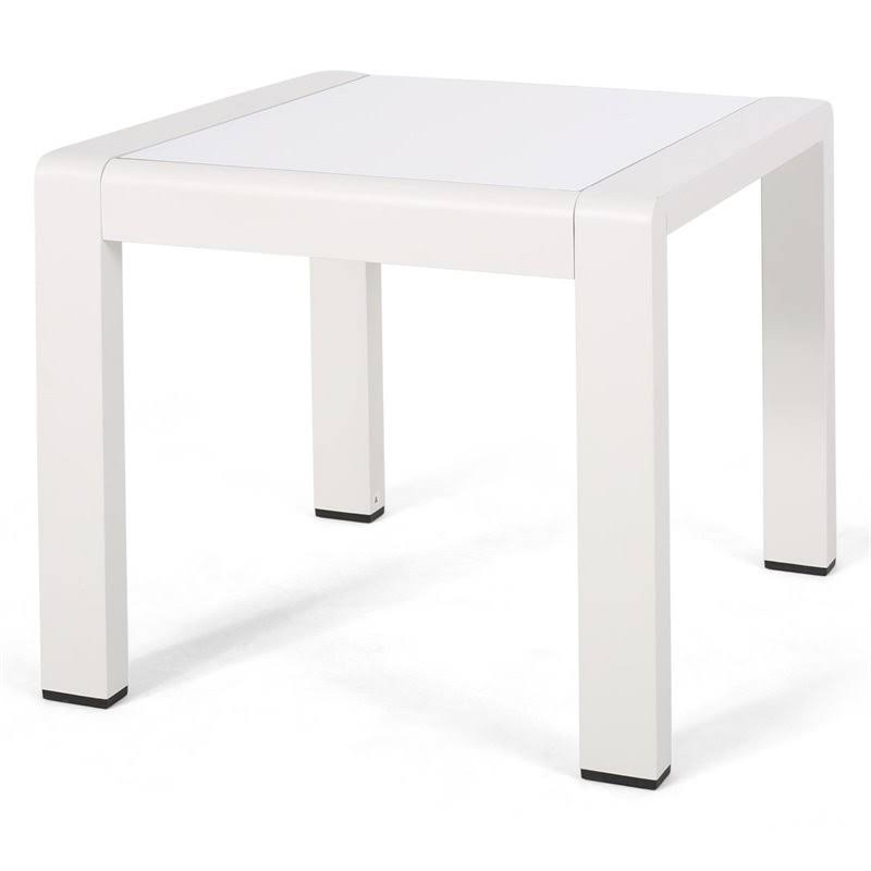Matte White Outdoor Aluminum Side Table (Set of 2) R13546