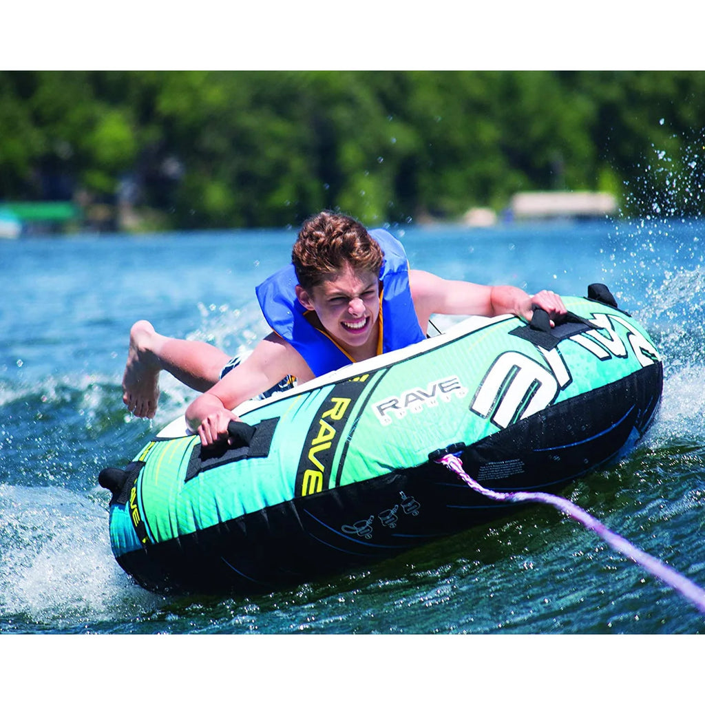 54 Inch 1 Rider Inflatable Towable Water Ski Tube with 4 Handles, Blue X2330