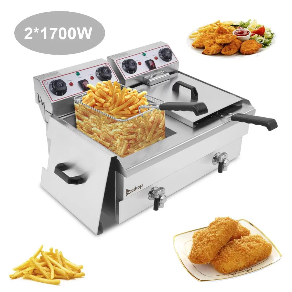 24.9QT Dual Stainless Steel Electric Deep Fryer N71696