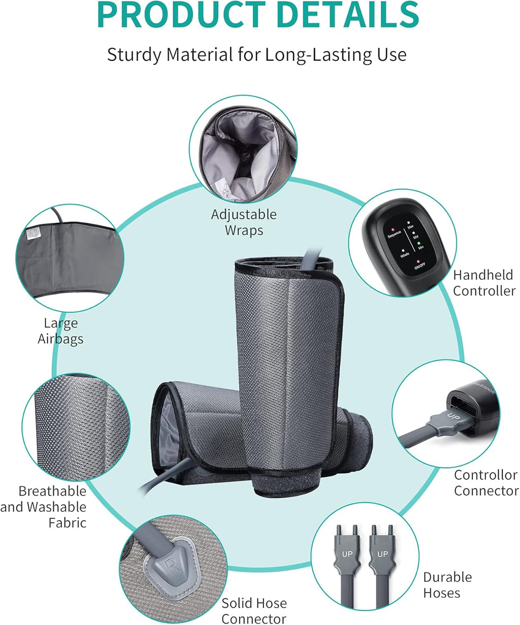 Air Compression Leg Massager with Handheld Controller, 2 Modes 3 Intensity Levels L624