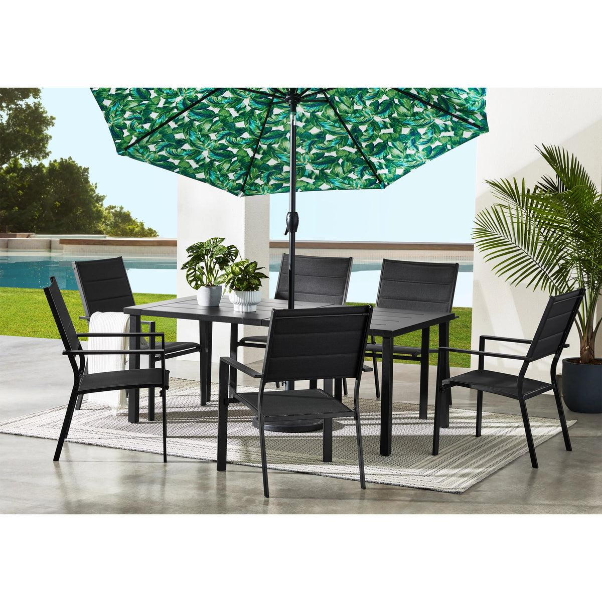 Black 7-Piece Outdoor Patio Dining Set Z737
