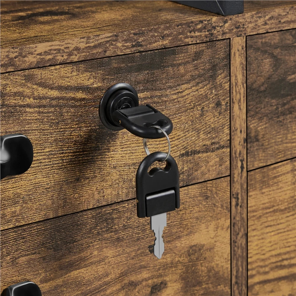 Rustic Brown Rolling Lateral File Cabinet S108701