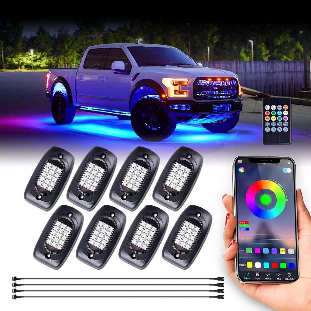 8 Pods Multicolor LED Rock Lights with APP Control S773