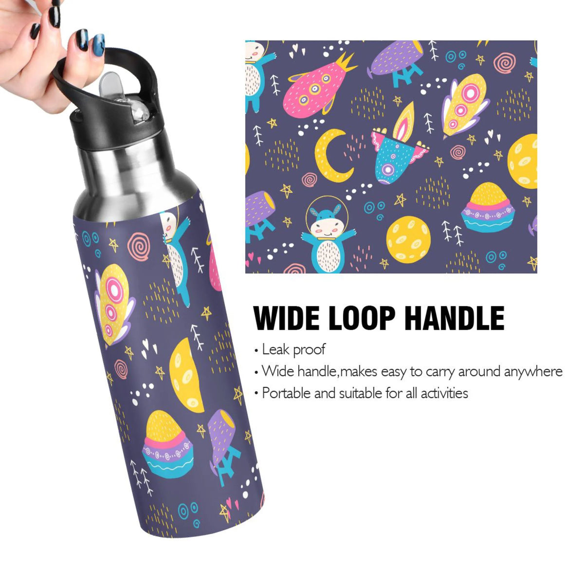 Stainless Steel Insulated Thermos Vacuum Flask Water Bottle with Straw Lid G506231