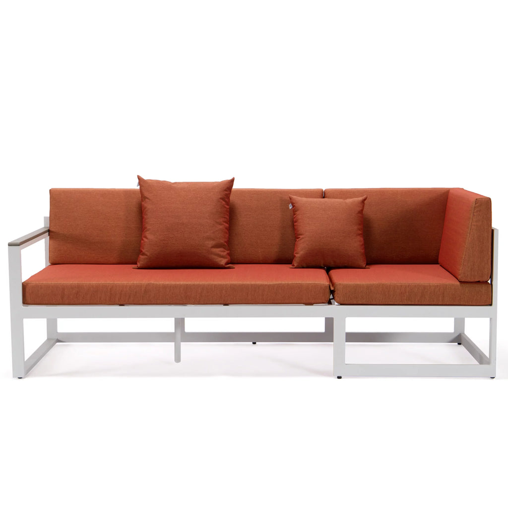 White Sectional With Adjustable Headrest & Coffee Table With Cushions C87614
