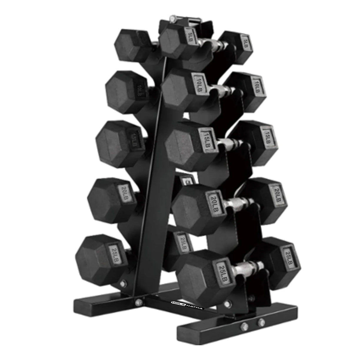 5, 10, 15, 20 and 25 Pound Hexagonal Dumbbell Weight Set with Rack W414842