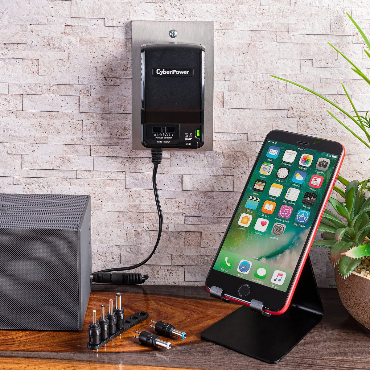 Universal Power Adapter 3 -12 Volt / 1300mA with Folding AC Plug and 2.1 Amp USB Charge Port B6518