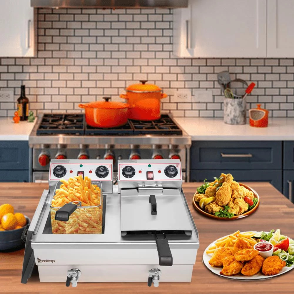 24.9QT Dual Stainless Steel Electric Deep Fryer N71696