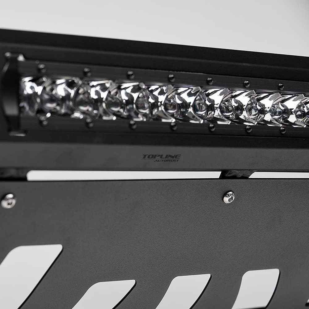 Matte Black Aluminum LED Light Bar Front Bumper Guard With Skid Plate O655768
