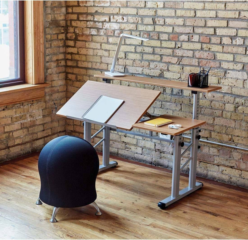 Medium Oak Height-Adjustable Drafting Table R2911
