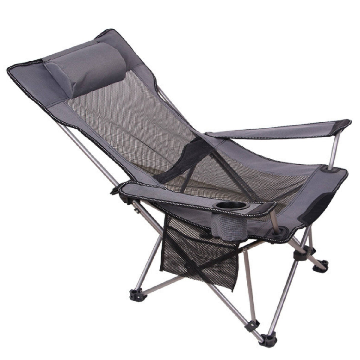 Grey Adjustable Beach Camping Chair with Net W41047