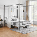 Queen Size Black Metal Canopy Platform Bed K192036