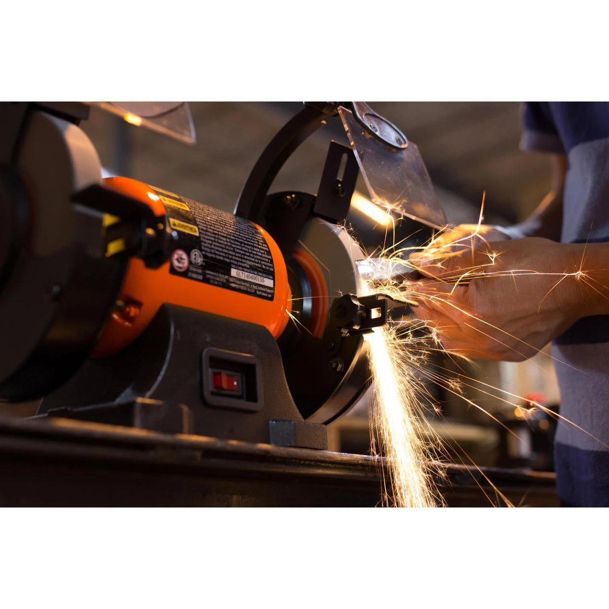 6-Inch Single Speed Bench Grinder with Work Light O379465