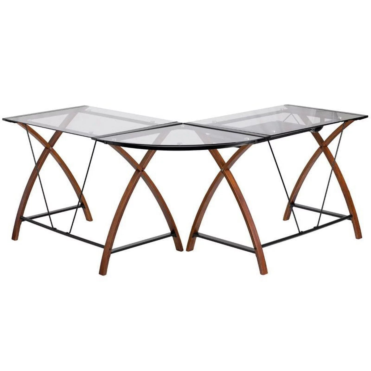 L-Shaped Glass Top Computer Desk P892668