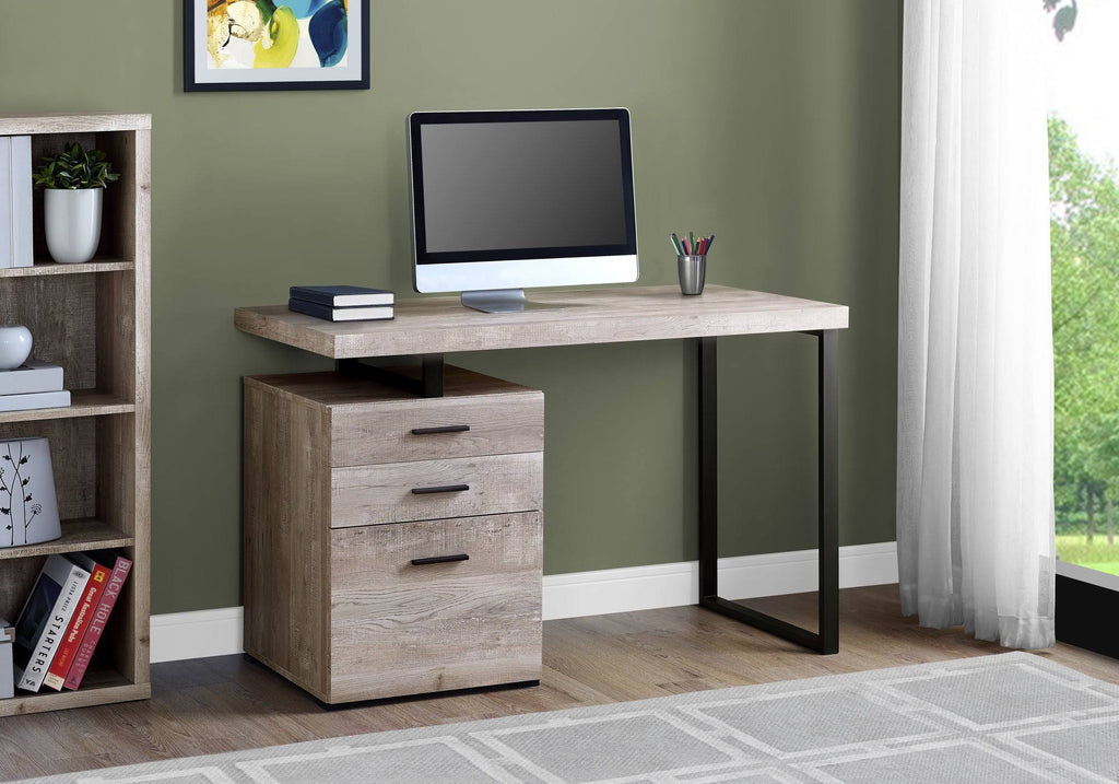 Brown Black Particle Board Metal Computer Desk P8251