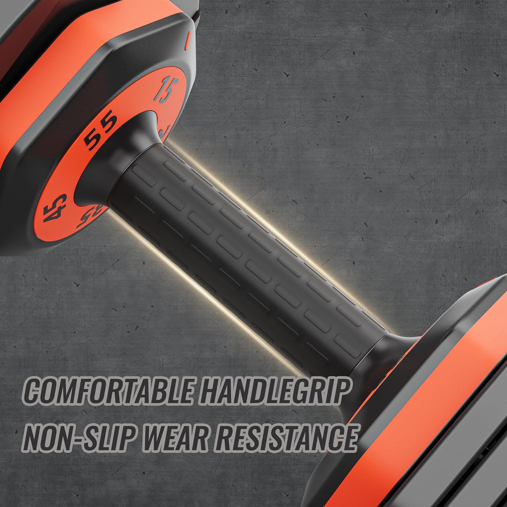55LB 5 in 1 Single Adjustable Dumbbell with Anti-Slip Metal Handle, Black R176