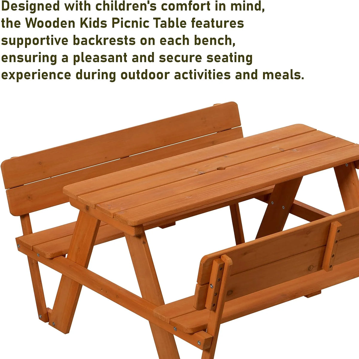 Wooden Kids Picnic Bench With Backrest J9909