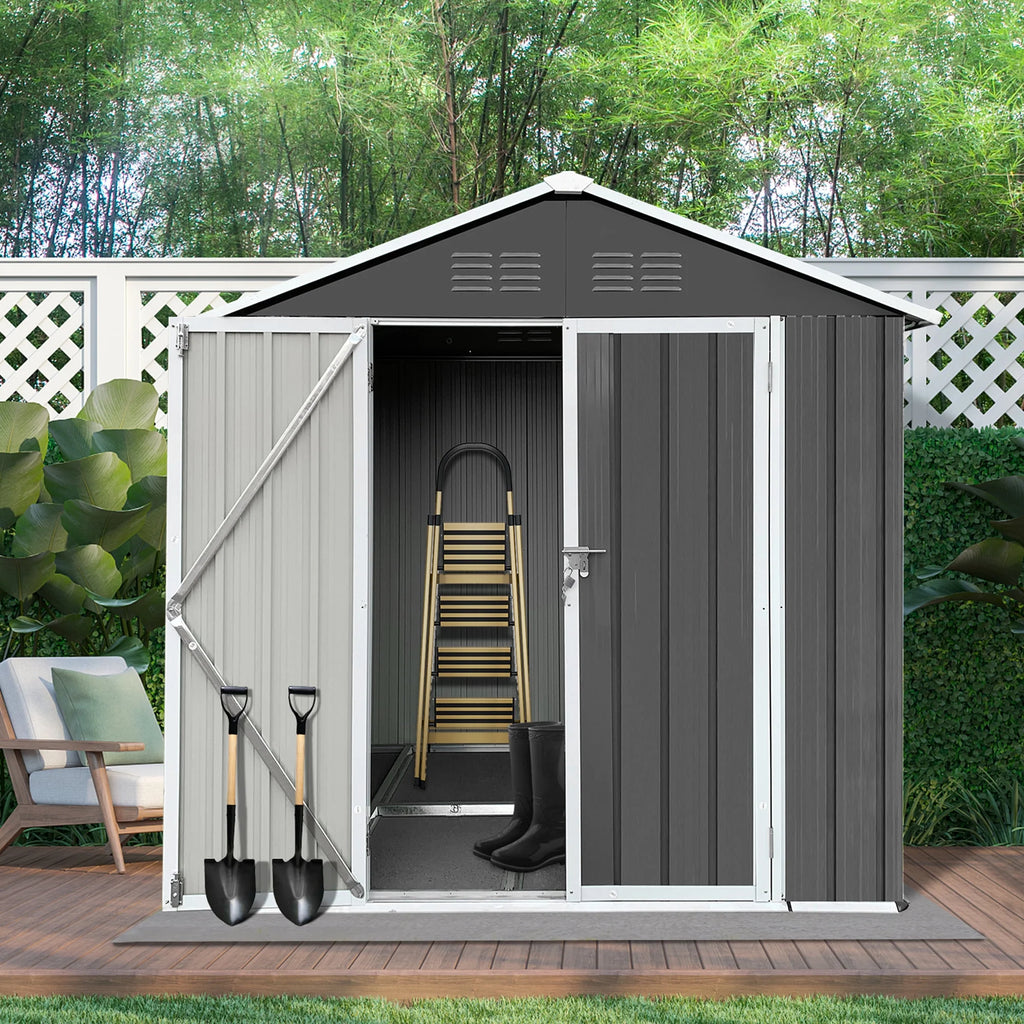 6' x 4' Galvanized Steel Outdoor Storage Shed with Lockable Doors Q9689