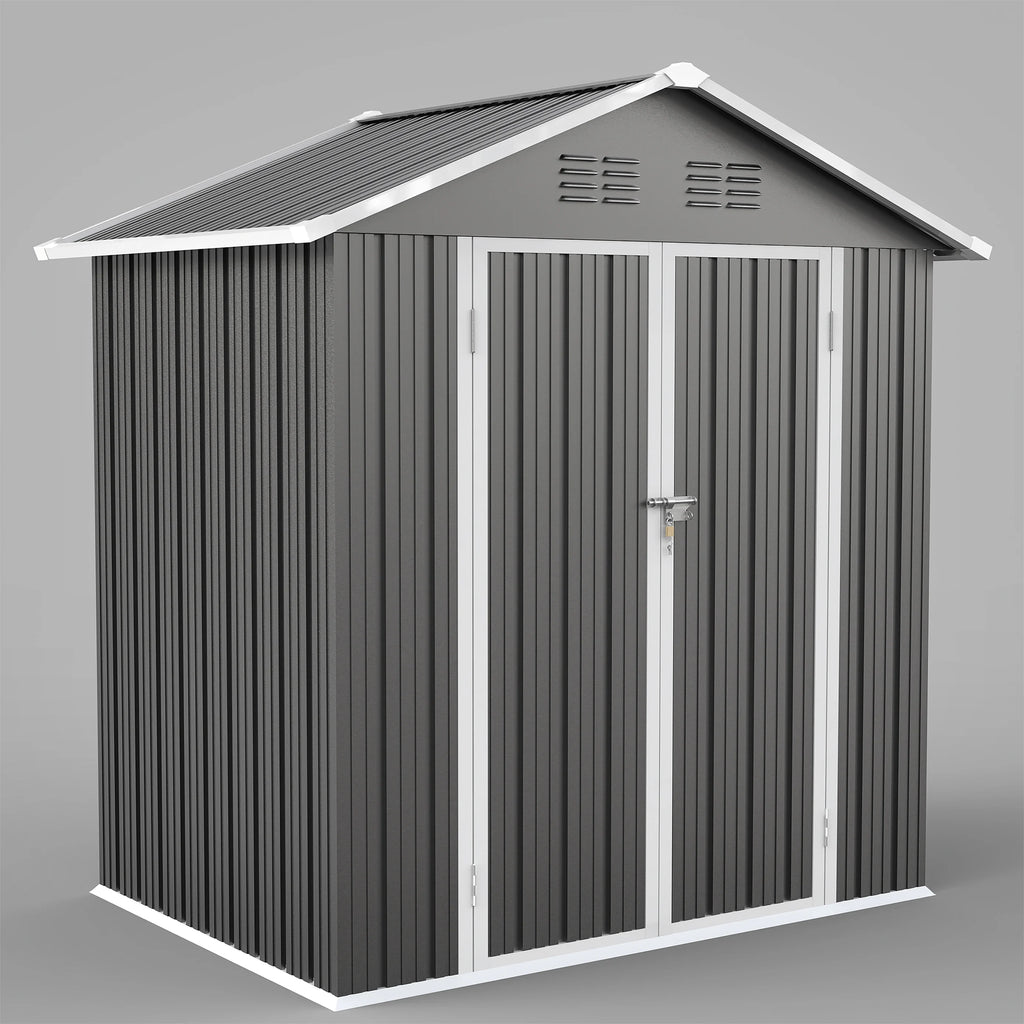 6' x 4' Galvanized Steel Outdoor Storage Shed with Lockable Doors Q9689
