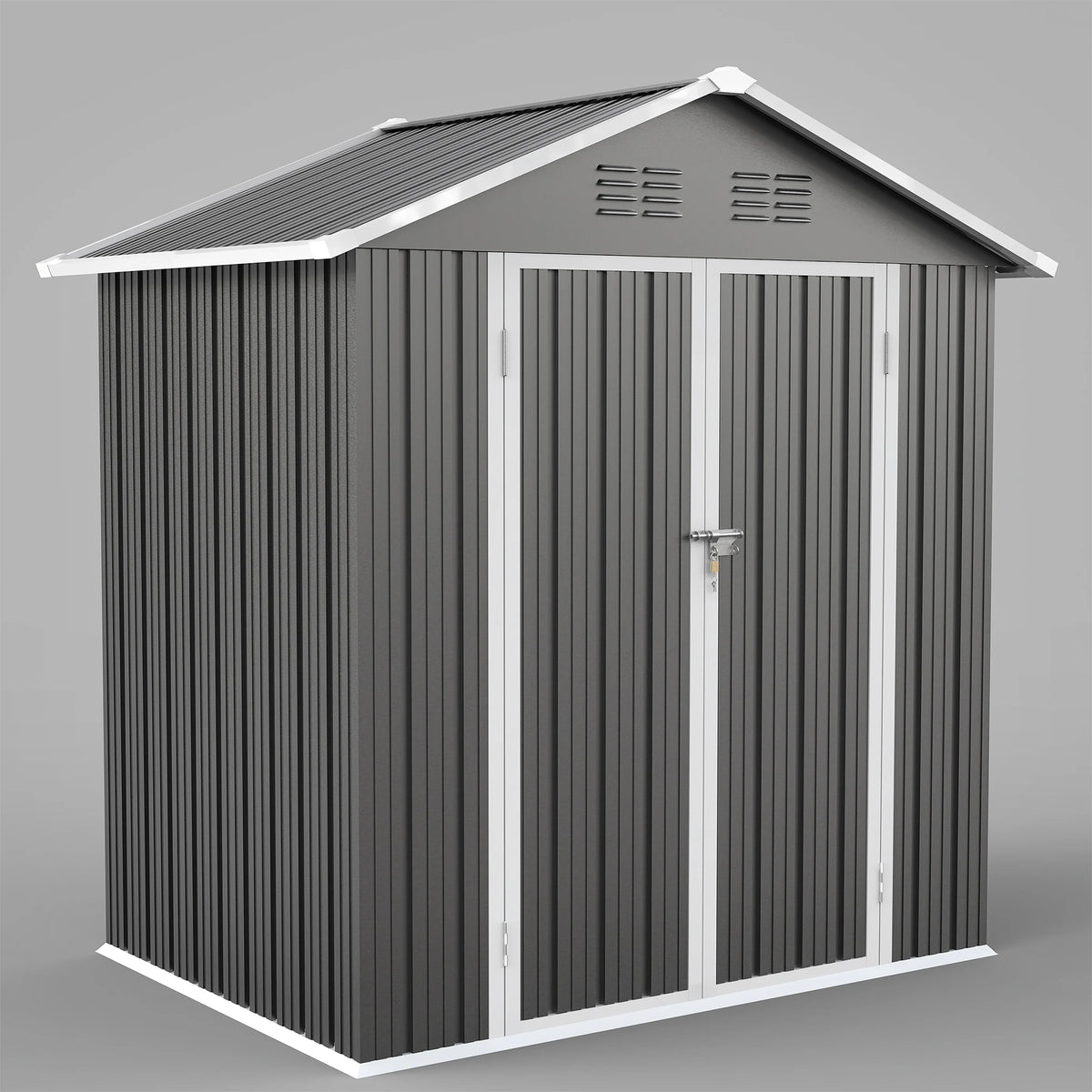 6' x 4' Galvanized Steel Outdoor Storage Shed with Lockable Doors Q9689