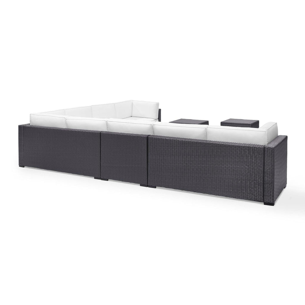 7Pc Outdoor Wicker Sectional Set White/Brown H3842