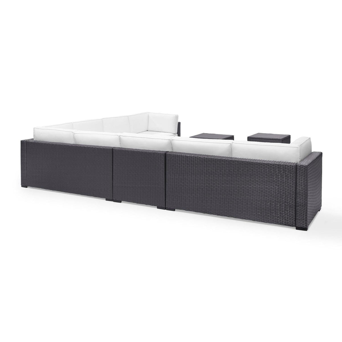 7Pc Outdoor Wicker Sectional Set White/Brown H3842