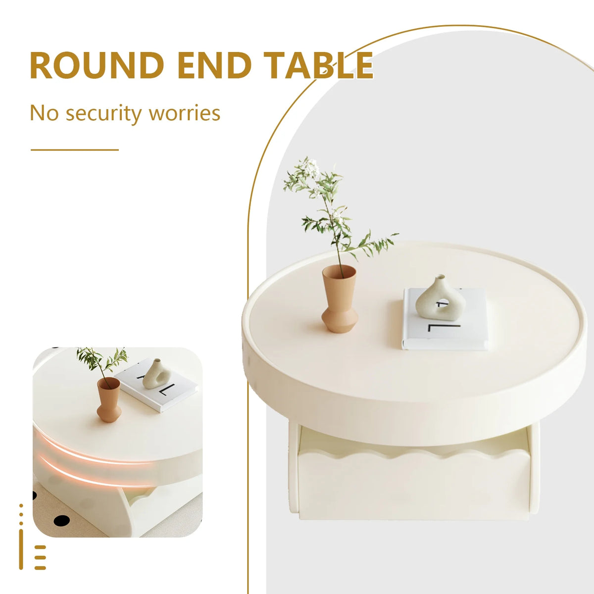 Cream White Wood Coffee Table B335