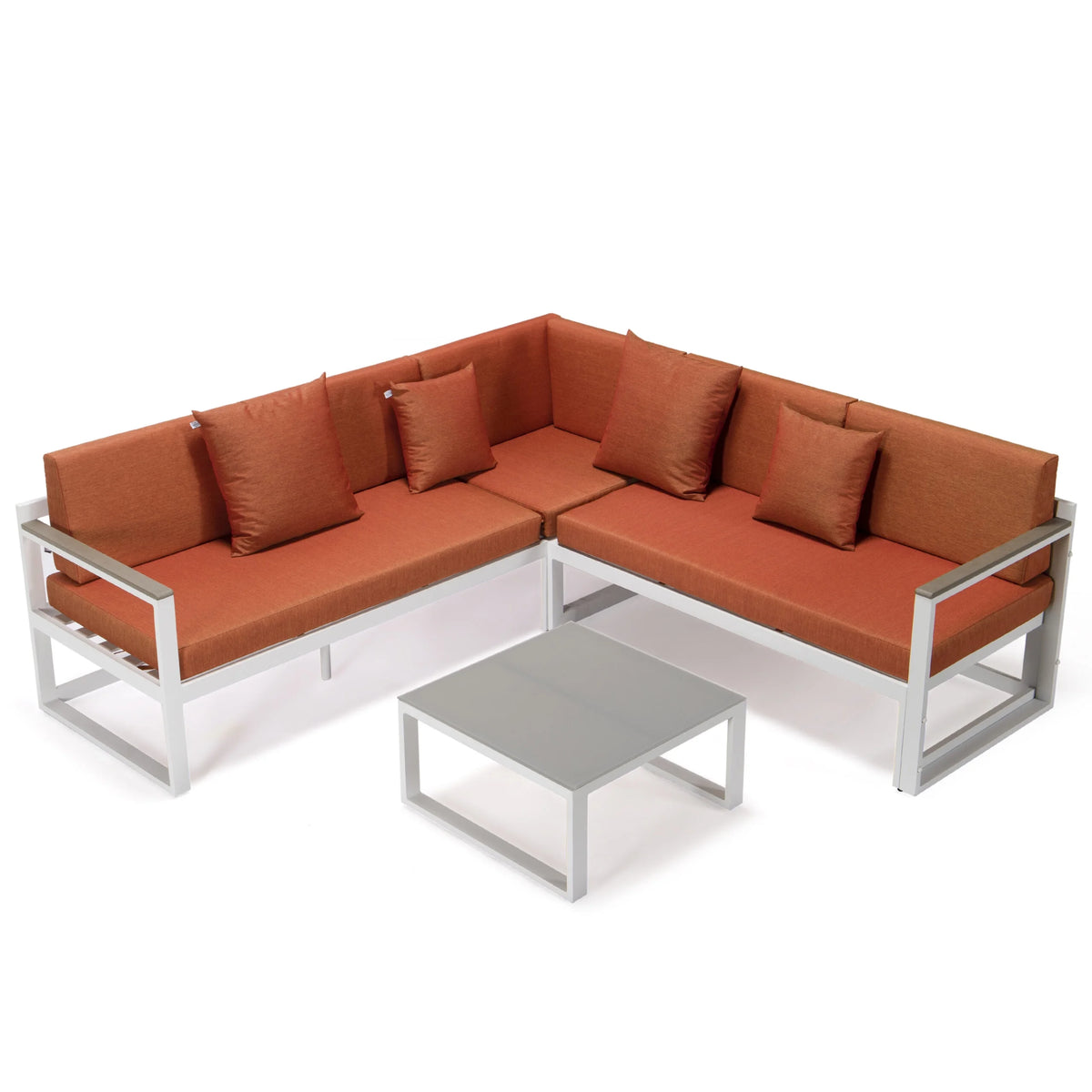 White Sectional With Adjustable Headrest & Coffee Table With Cushions C87614