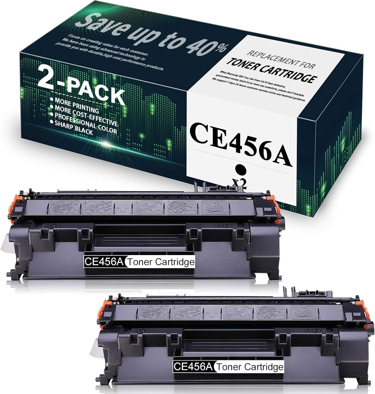 2 Pack Black Toner Cartridge for HP P2055 Printer D2786