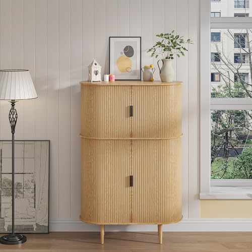 Black Fluted Panel 2 Doors Storage Cabinet V14520