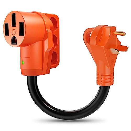 30 Amp RV Generator Adapter Cord 4 Prong NEMA L14-30P to TT-30R STW 10/3 Power Cord (18 Inch) G18560