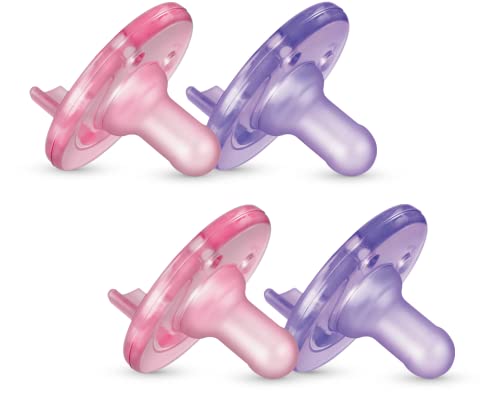 0-3 Months Orthodontic Silicone Baby Pacifiers, Green, 4 Pack X912
