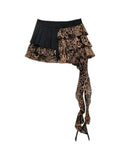 Cheetah Ruffle Patchwork Skirt O361