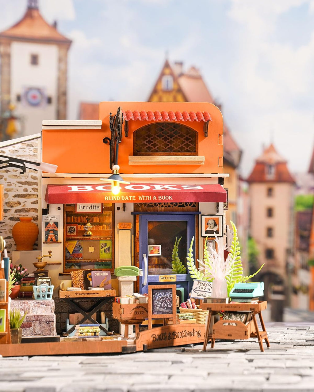 DIY Miniature House Kit 1:20 Scale Bookstore with LED Lights G736